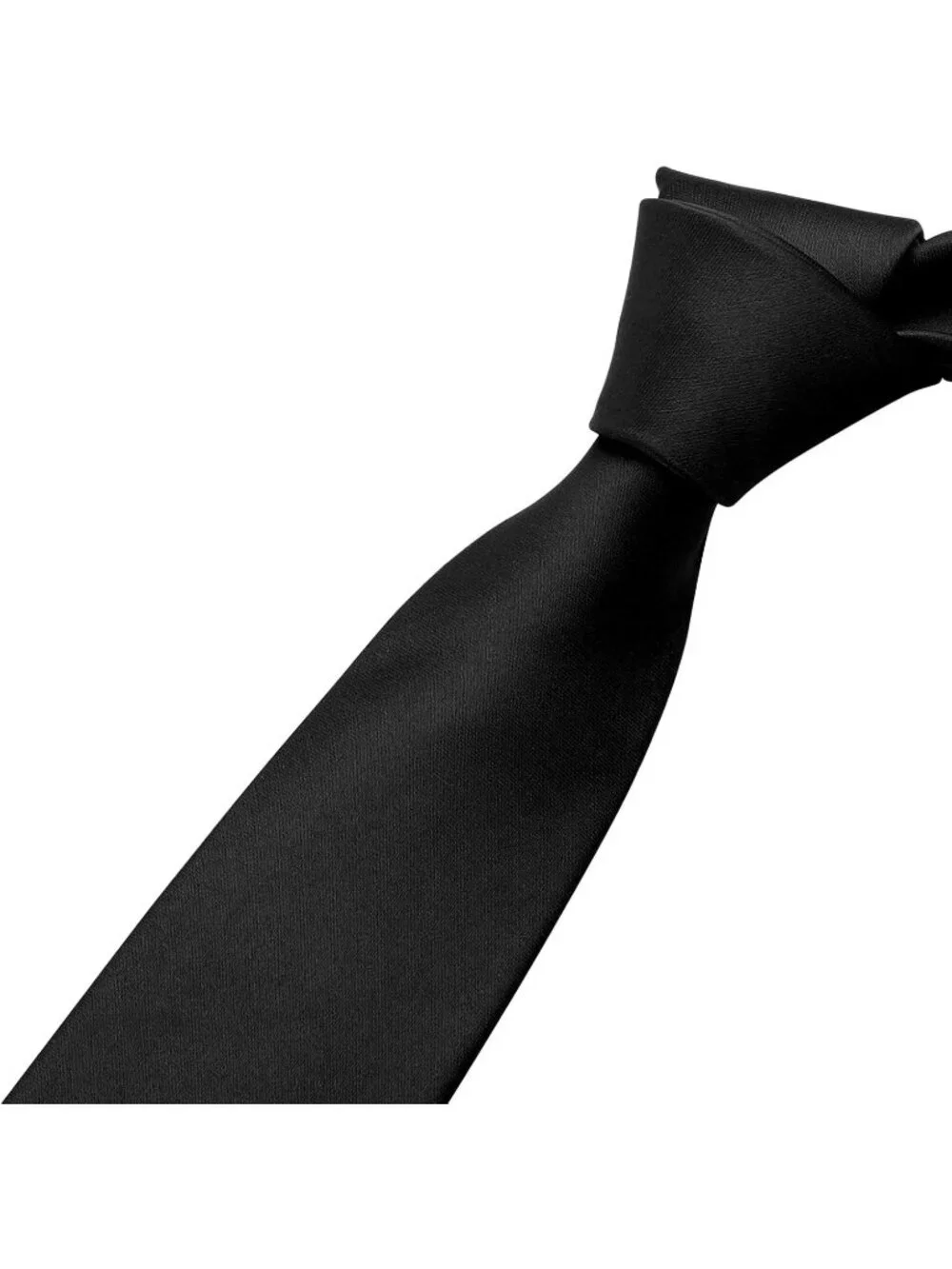 Men's Black Solid Microfiber Plain Formal Silk Necktie For Business Dress Tie